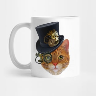 Orange Cat with Steampunk Hat and Monocle Mug